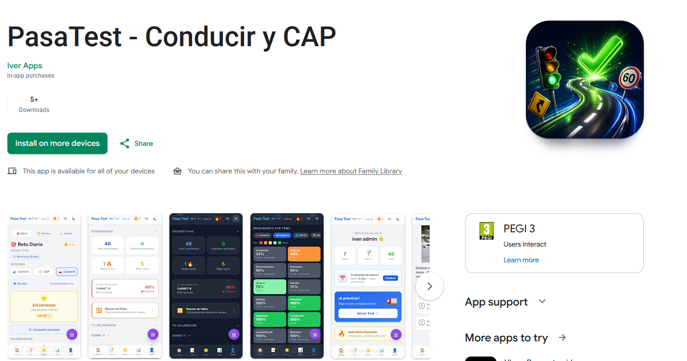 PasaTest — app Android en Google Play