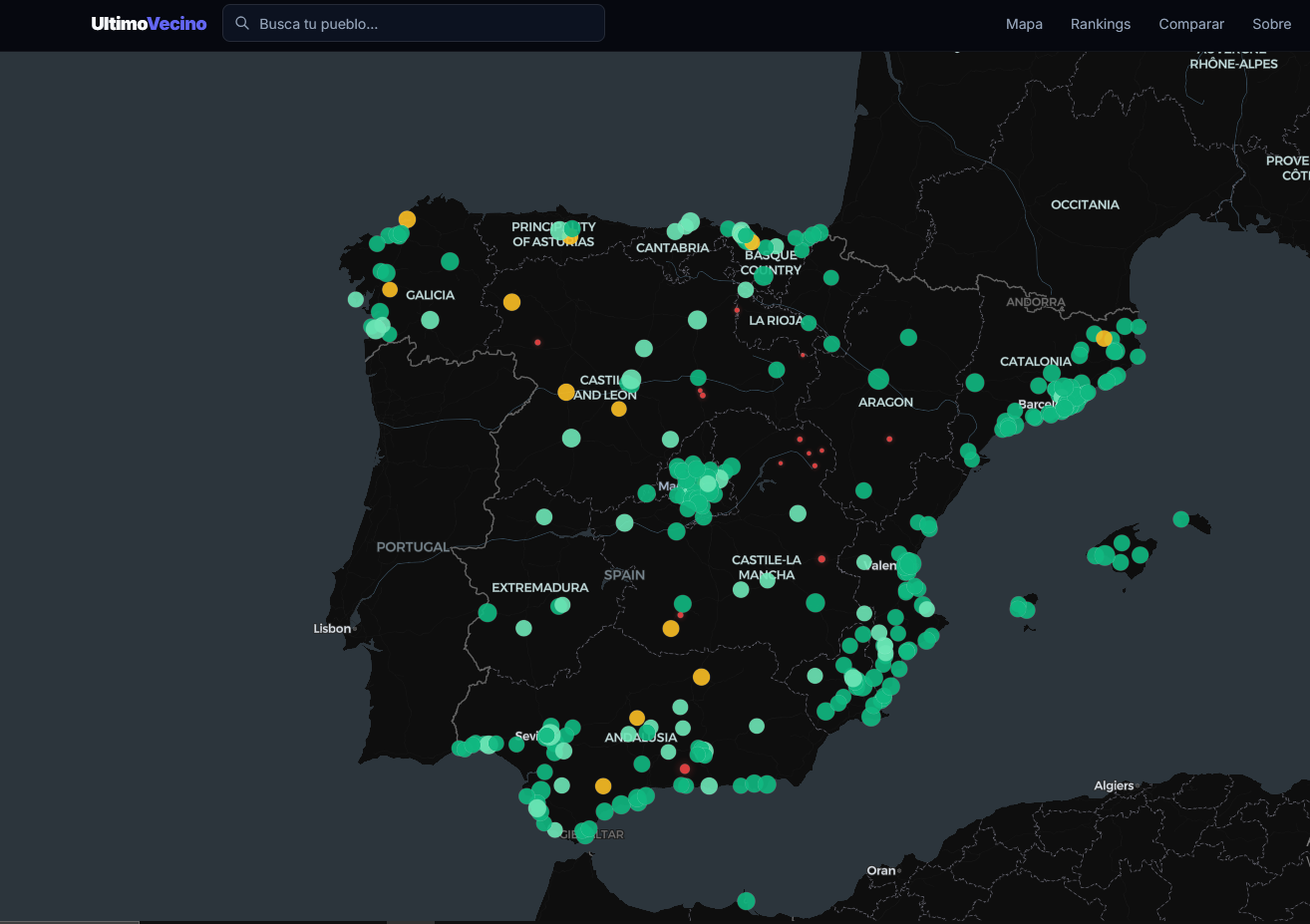 Último Vecino — visualizador interactivo de despoblamiento en España